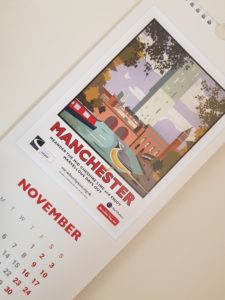 illustration of Manchester on slim calendars